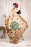 Beige Moonga Silk Saree - Silk Mark Certified