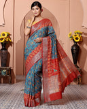 Ikkat Design Chiniya Silk Saree