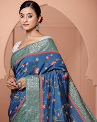Blue Pichwai Chiniya Silk Saree