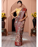 Chocolate Colour Chiniya Silk Saree