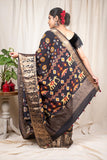 Black Moonga Silk Saree - Silk Mark Certified