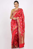 Candy Red Handloom Khadua Katan Silk Drape