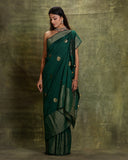 Bottle Green Moonga Silk Saree