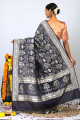 Navy Blue Vintage Katan Silk Banarasi Handloom Saree- Silk Mark Certified