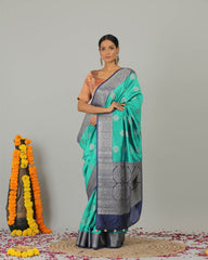Bindiya Turquoise Katan Silk Saree - Silk Mark Certified