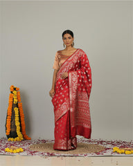 Red Pure Katan Silk Saree  - Silk Mark Certified