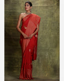 Deep Red Moonga Silk Saree