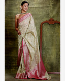 Light Pista Silk Cotton Saree