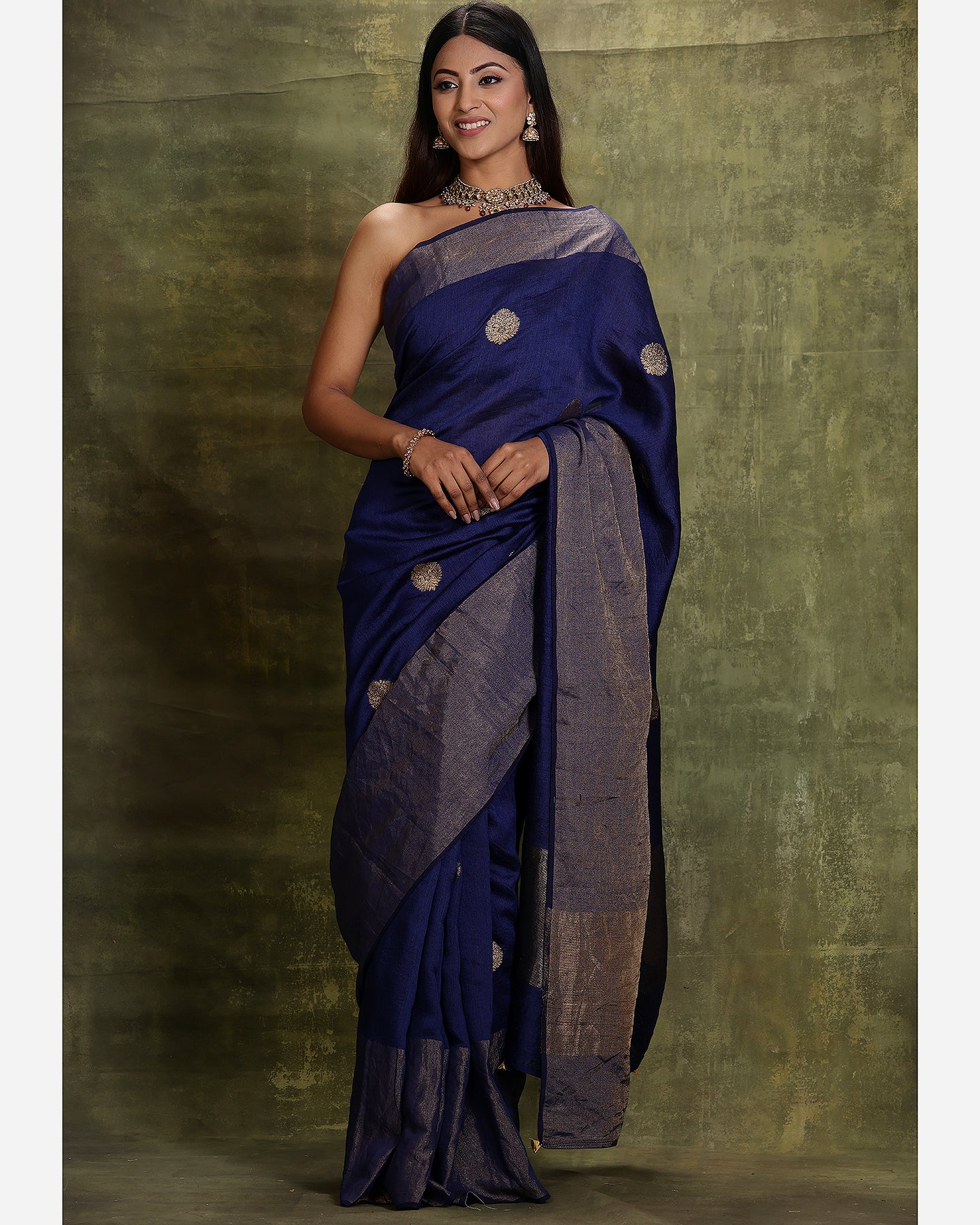 Royal Blue Moonga Silk Saree