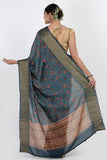 Midnight Blue Moonga Silk Saree - Silk Mark Certified