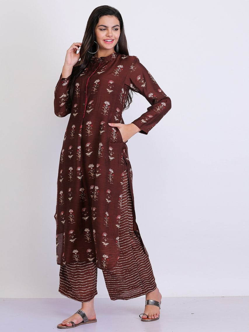 Pecan brown choli set