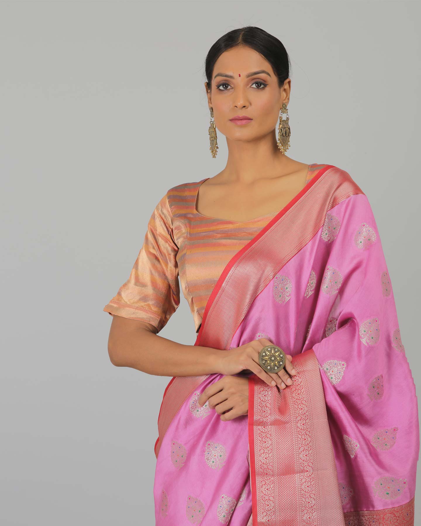 Pink Katan Silk Saree  - Silk Mark Certified