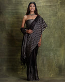 Zari Stripe Sari - Black & Silver