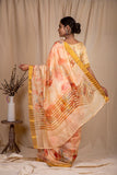 Peach Linen Silk Saree