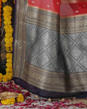 Red Chanderi Silk Woven Saree