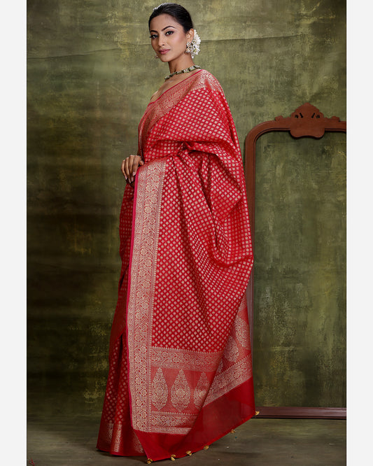 Red Silk Cotton Saree
