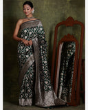 Handloom Dark Green Pure Katan Silk Banarasi Saree