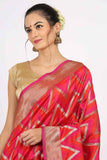 Candy Red Handloom Khadua Katan Silk Drape