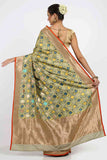 Fern Green Handloom Khadua Katan Silk Drape