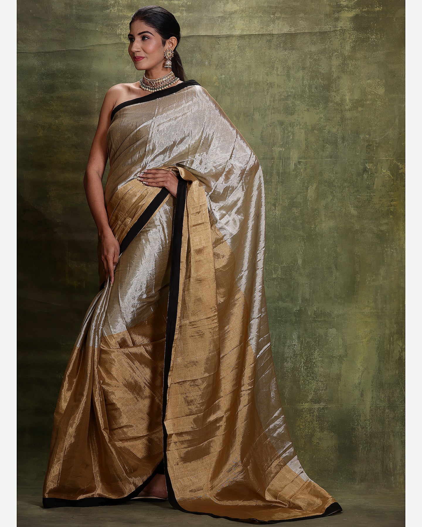 Fancy Tissue Weaving Embroidery Saree with Blouse - Chennai Silk Online Shop