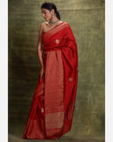 Deep Red Moonga Silk Saree