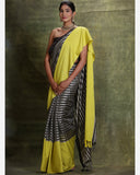 Charcoal Silver Stripped Tissue Silk Saree