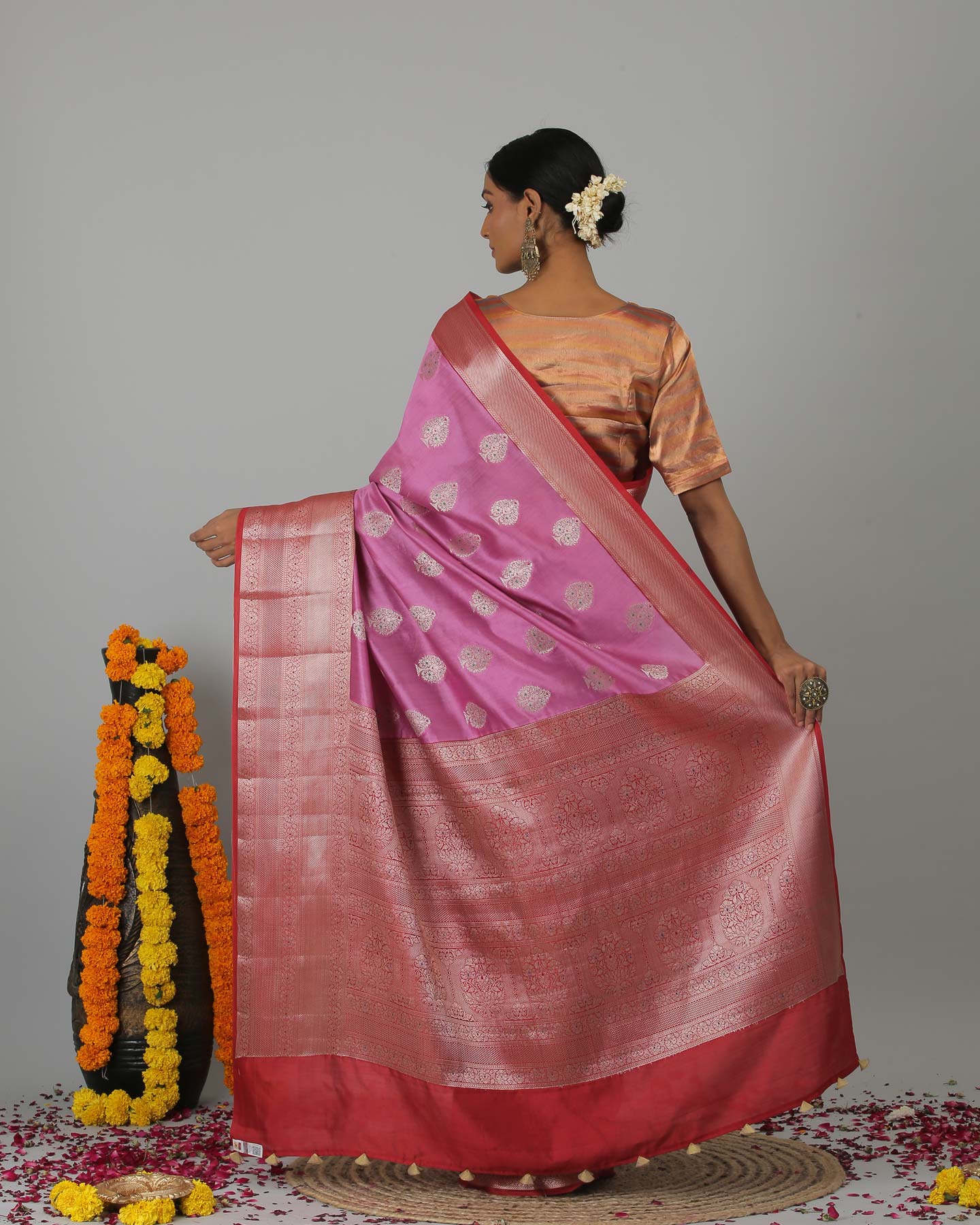 Pink Katan Silk Saree  - Silk Mark Certified