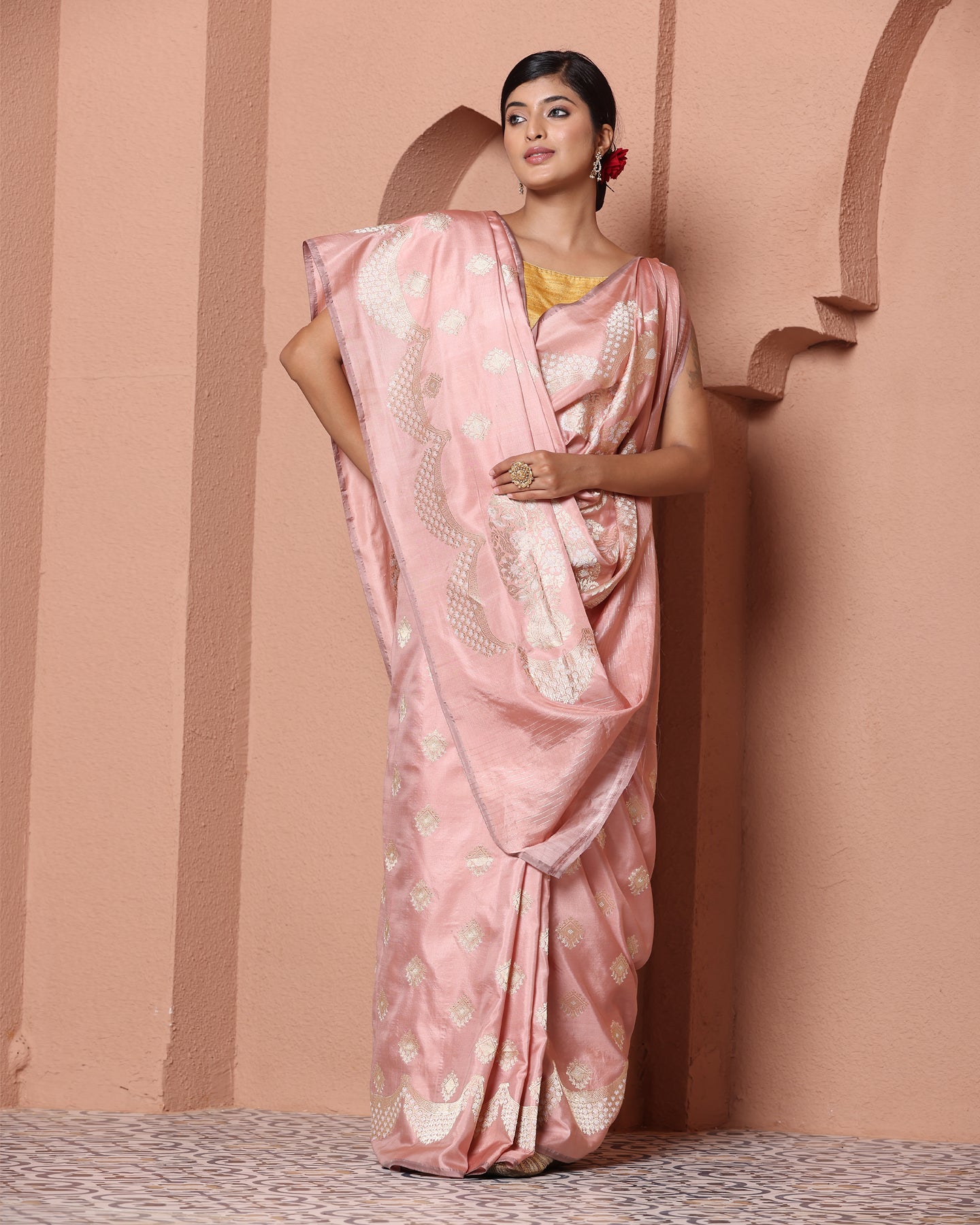 Old Rose Colour Handloom Katan Silk Saree