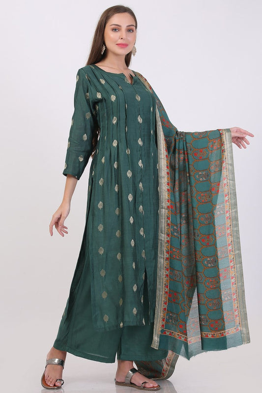 Minakari Teal Green Duaptta