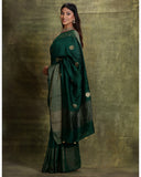 Bottle Green Moonga Silk Saree