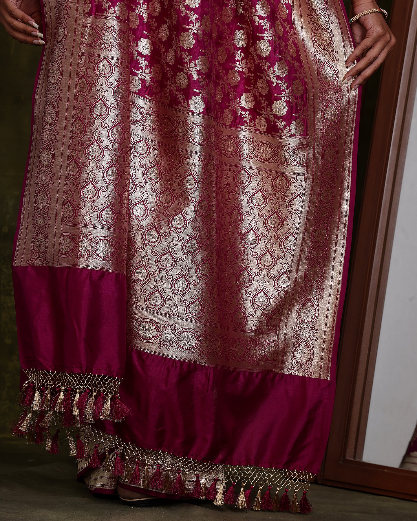 Handloom Purple Cutwork Pure Katan Silk Banarasi Saree