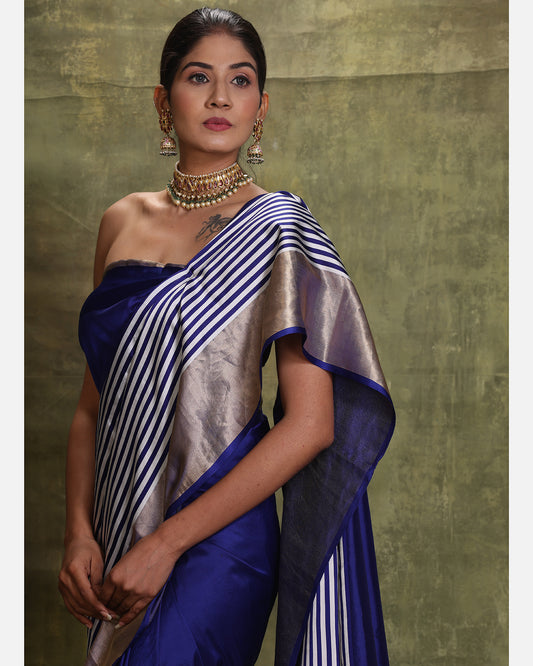Handwoven Mashru Striped Silk Saree