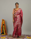 Deep Magenta Katan Silk Saree - Silk Mark Certified