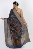 Navy Blue Moonga Silk Saree - Silk Mark Certified