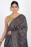 Egyptian Blue Moonga Silk Saree - Silk Mark Certified