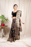 Black Moonga Silk Saree - Silk Mark Certified