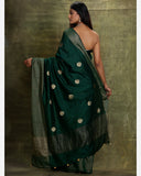 Bottle Green Moonga Silk Saree