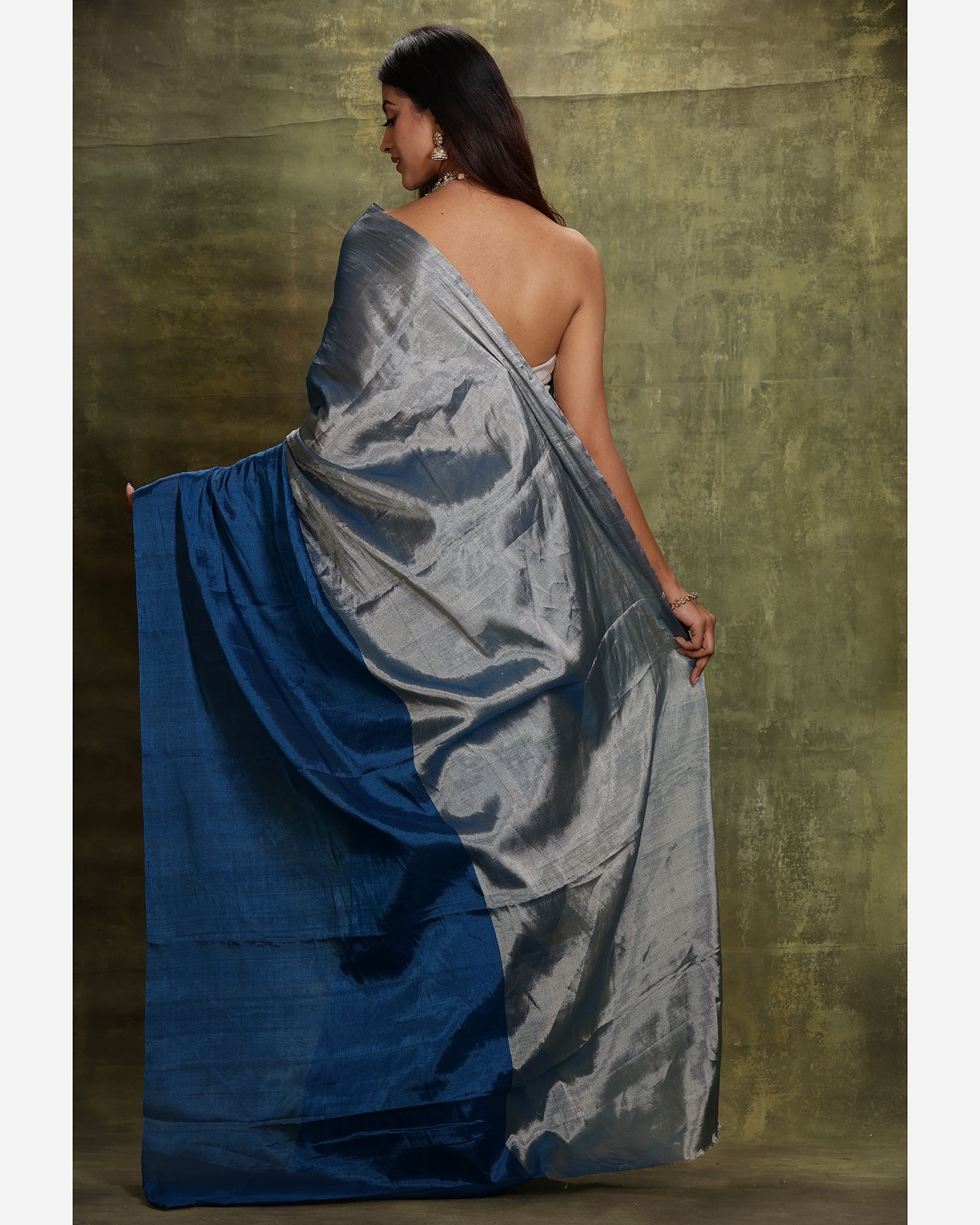Electric Blue Tissue Silk Saree