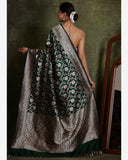 Handloom Dark Green Pure Katan Silk Banarasi Saree