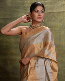 Grey Gold Tissue Handloom Saree