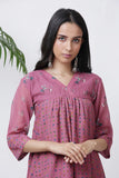 Rose Polka Pleated Kurta