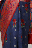 Oceanic Blue Katan Silk Saree