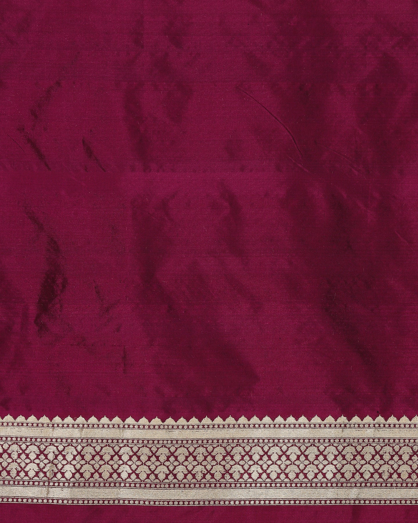 Deep Magenta Pure Katan Silk Handloom Jangla Saree