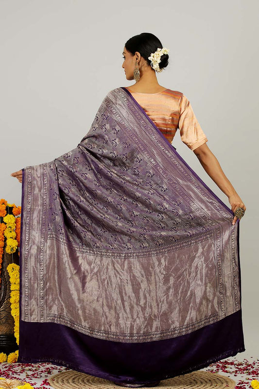 Blue Pure Gajji Silk Zari Banarasi handloom- Silk Mark Certified