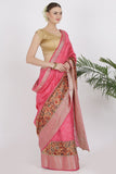 Rose Pink Katan Silk Saree - Silk Mark Certified