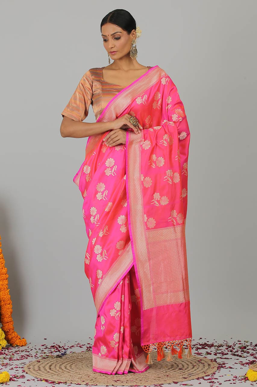 Rani Pure Katan Silk Banarasi Saree- Silk Mark Certified