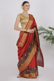 Lava Red Katan Silk Saree - Silk Mark Certified