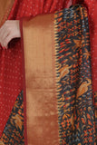 Lava Red Katan Silk Saree - Silk Mark Certified