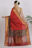 Lava Red Katan Silk Saree - Silk Mark Certified