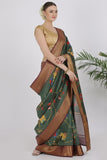 Pine Green Katan Silk Saree - Silk Mark Certified